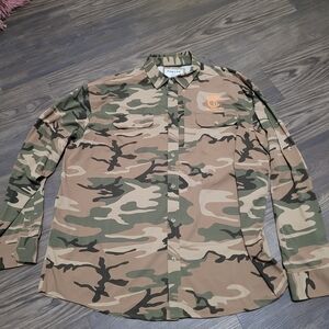 Poncho Camouflage Men's Shirt Jacket Size XL Button Down Pockets Hiking Ranch